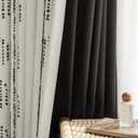 100% Boho Blackout Curtains 96 Inches Long for Bedroom, Black on Beige Patterned Bohemian Curtains for Living Room, Geometric Striped Thermal Insulated Window Drapes Gromment Top 2 Panels