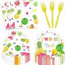 Twotti Frutti 24-Pack Disposable Fruit Plates, Forks & Napkins - 2nd Birthday Party Supplies with 48 Paper Plates, 24 Forks, 24 Napkins, Pack 2