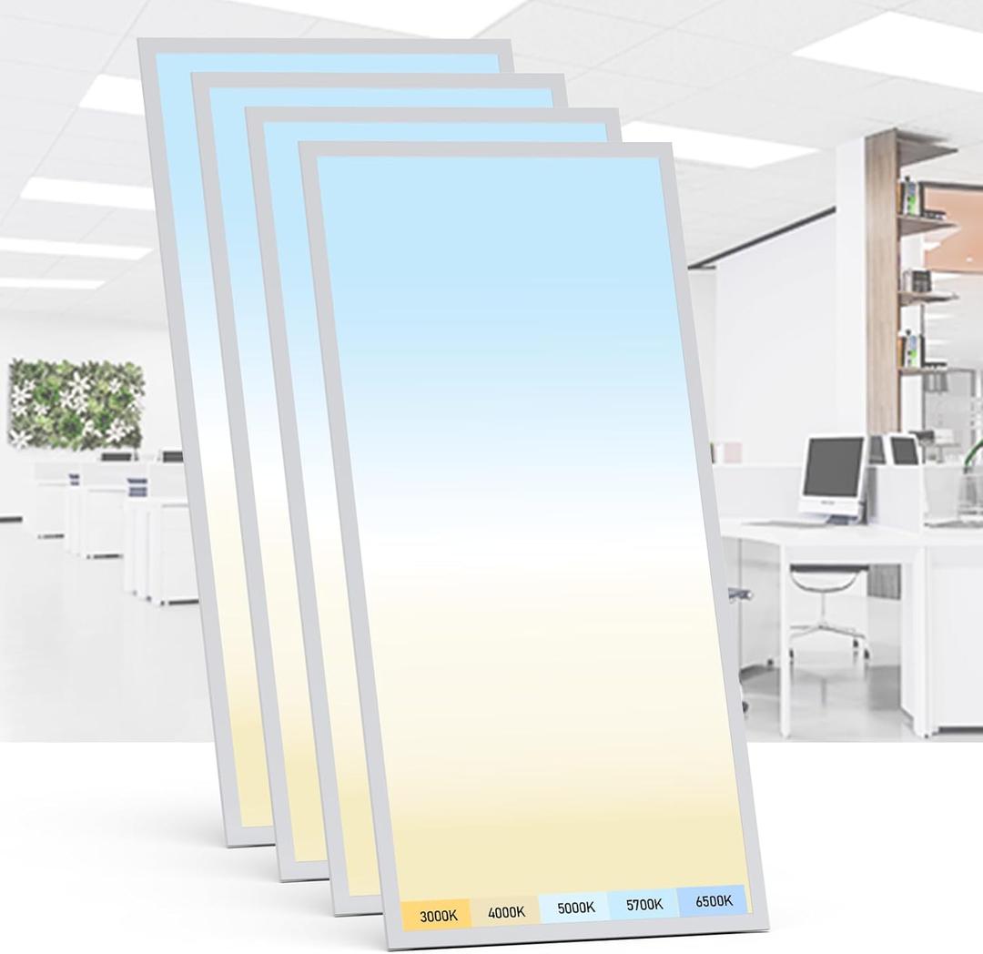 AIKVSXER 4 Pack 2x4 LED Flat Panel Light - Selectable 5 CCT 3000K-6500K & 5 Wattage 30-70W 7700Lm 0-10V Dimmable 2 x 4 led Drop Ceiling Light Fixture 120-277V for Commercial and Home ETL