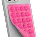 Suction Phone Case Mount, Sillicon Adhesive Phone Accessory for iPhone and Android, Hands-Free Fidget Toy Mirror Shower Phone Holder, Tiktok Videos and Selfies (Pink)