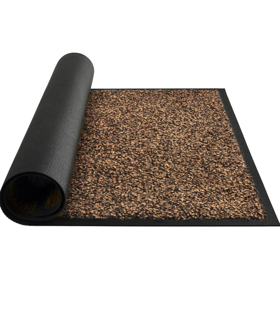 MATALL Microfiber Inside Doormat - 29.5”x17” Home Welcome Mat Easy Clean Washable Entryway Rug Floor Mat for House (Black&Brown)