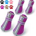 QUMY Dog Shoes for Small Dogs, Puppy Dog Boots & Paw Protector for Winter Snow Day, Summer Hot Pavement, Waterproof in Rain Weather, Ourdoor Hiking, Indoor Hardfloors Skid-resistant Sole Purple Size 5