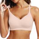 OEAK Womens Wireless Jelly Bras Comfortable Push Up Bra No Underwire Gel Bra Full Support Lift Everyday Seamless Tshirt Bras (Medium, Nude)
