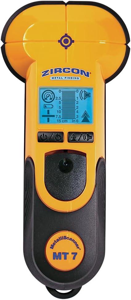 Zircon MetalliScanner MT7 Concrete and Wall Metal Detector  DeepScan Metal Locator for Rebar, Pipes, and Hidden Objects up to 6 in. Deep with LCD Readout and Pivoting Handle