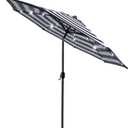 Sunnyglade 9' Solar 24 LED Lighted Umbrella with 8 Ribs Adjustment and Crank Lift System for Patio - Black and White