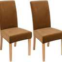 Smiry Velvet Stretch Chair Covers for Dining Room Set of 2, Soft Fit Removable Washable Kitchen Parsons Chair Slipcover Protector, Camel, 18"D x 18"W x 28"H