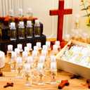 Bokon 50 Pcs Holy Water Bottles 1 oz Small Baptism Party Favor Agua Bendita Plastic Empty Containers with Golden Catholic Cross Bautismo Religious First Communion Gift for Guests Christian Church