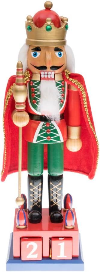 Clever Creations Wooden Christmas Nutcracker Advent Calendar, Countdown to Christmas, Festive Holiday Decoration, King