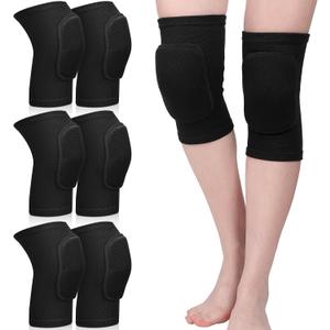 Eurzom 3 Pairs Dance Knee Pads Women Protective Non-Slip Knee Pads for Yoga Cheerleading Pole Floor Dance Volleyball (M, Black)
