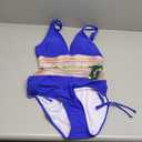 Blooming Jelly Women High Waisted Bikini Sets Tummy Control Swimsuits Color Block Two Piece Drawstring Bathing Suit (Medium, Royal Blue)