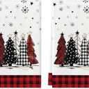 Artoid Mode Red Black Xmas Trees Christmas Kitchen Towels Dish Towels, 18x26 Inch Daily Buffalo Plaid Winter Decoration Hand Towels Set of 2