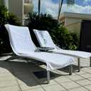 Black & White Brands (2-Pack) Luxury Chaise Lounge Chair Cover Towel 100% Plush Turkish Combed Cotton 30x85 White 500 GSM Absorbent Quick-Dry Fitted Pocket for Pool/Resort/Hotel/Spa/Beach - 2 Pack