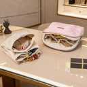 E-Tree Small Travel Jewelry Case, Women Jewelry Pouch for Traveling, Mini Organizer Storage Bag with Zipper for Bracelet Rings Earring Necklaces  (Pink)