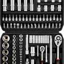 XHTT Mechanics Tools Kit,108-Piece 1/4"&1/2 Metric And Standard Socket Set,Ratchet Set,Quick Release Reversible Ratchet Wrench,Universal Joint,Extension Bars.