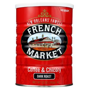 French Market Coffee & Chicory Dark Roast Ground Coffee, 12oz Can (Pack of 1) (EXP 02/06/28)
