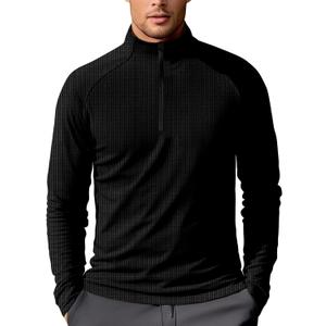 Zengjo Mens Half Zip Pullover Athletic(Black,XXL) (XXL)