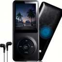 MP3 Player with Bluetooth - Portable Music Player for Kids - with Built-in HD Speaker, Voice Recorder, HiFi Sound, E-Book, Included Earphones,Supports up to 128GB(Memory Card Not Included)-Black