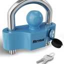 RETRUE Universal Coupler Lock Trailer Locks Ball Hitch Trailer Hitch Lock Adjustable Security Heavy-Duty Steel Fits 1-7/8 Inch, 2 Inch, 2-5/16 Inch Couplers Blue & Silver