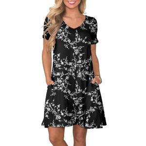lionstill Women's Casual T Shirt Dress Summer Short Sleeve Swing Dresses with Pockets (XL)