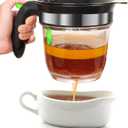 Fat Separator With Bottom Release, 4 Cup Gravy Separator for Cooking with Oil Strainer, Kitchen Gadgets Grease Separator Packaged with a 3-in-1 Multifunctional Peeler (Green)