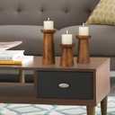 Pillar Candle Holders Set of 3 Wooden Candle Holders Decorative Wood Candlestick Holders for Living Room, Table Centerpiece for Wedding, Christmas, Party, Home - 6", 8", 10"
