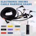 Cable Harness Snake Loom Replacement and Mono 1/4'' to 3.5 mm adapter Compatible with Alesis Nitro Mesh Electronic Drum Set Module Surge Command Forge Turbo Crimson DM7X RCA Connector Type Hi-Hat