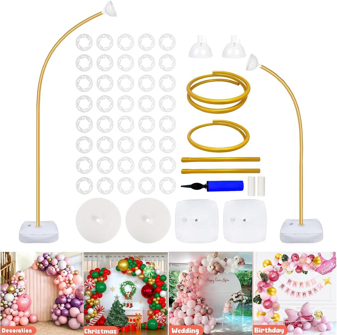 Balloon Arch Stand with Base - 8.2ft & 5ft Balloon Arch Kit with Bendable Tubes, Half Arch Stand, Balloon Column & Arch Frame for Weddings, Birthdays, Baby Showers
