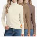 3 Pack Girls Turtleneck T Shirt, Fleece Mock Neck Thermal Tops Long Sleeve Kids Sweater Soft Base Layer Undershirt, 9-10Y