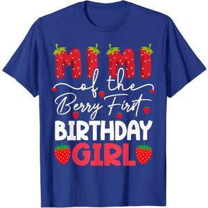 Mimi Of The Berry First Birthday Girl Strawberry T-Shirt, XL
