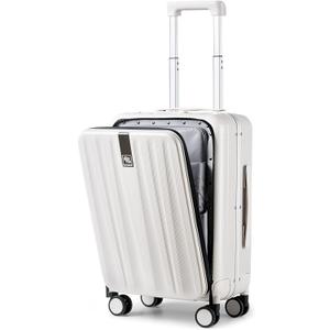 Hanke 20 Inch Carry On Luggage Hard Shell Suitcases with Wheels Luggage Suitcase Travel Luggage for Women Men Rolling Luggage Bags for Business Trip Weekender-Ivory white