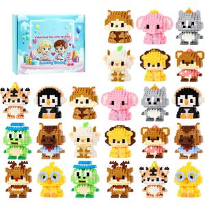 Mini Building Block Sets Animal 24 PackEaster Egg Fillers for Kids, Party Favors for Kids Building Set for Goodie Bag Fillers Classroom Prizes Ages 6+ (Animals)