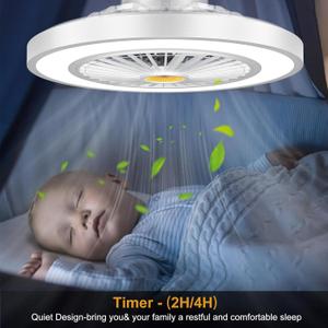 22'' Ceiling Fans with Lights, Stepless Dimmable Ceiling Fans with Night Light, 3000-6500K Color Temperature Celing Fan with Light Flush Mount with 6 Speeds, White