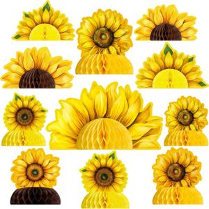 11PCS Sunflower Party Honeycomb Centerpieces Decorations You Are My Sunshine Table Decor Birthday Baby Shower Summer Party Supplies（Assembly Needed）