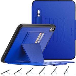 SEYMAC stock Case for iPad (A16) 11th/10th Generation 11''/10.9'', Strong Magnetic Auto Sleep Shockproof Case with Absorbing Multi-Angles Stand, Pen Holder, Card Slot (Blue)