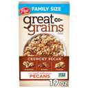 Great Grains Crunchy Pecans Breakfast Cereal for Adults, Crispy Flakes and Granola Clusters, Non-GMO, Heart Healthy, Made with Whole Grain, 19 oz Box (EXP 12/12/26)