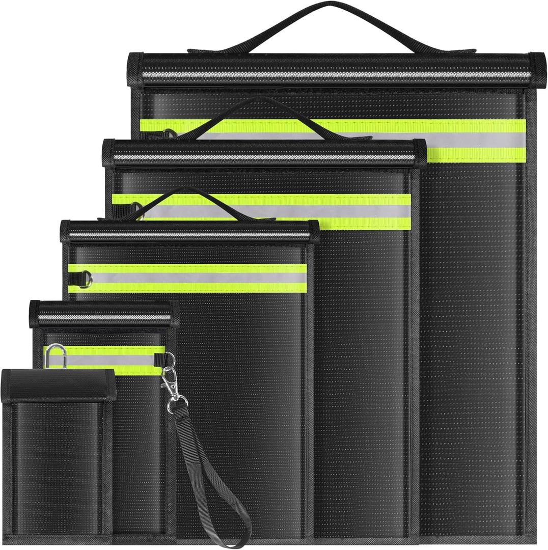 5 Pack Faraday Bags EMP Proof,Faraday Bags for Laptops Tablets Phones Car Keys,Faraday Cage with Handle&Reflective Strip,EMP bags Faraday Pouch for Electronics Fireproof Waterproof