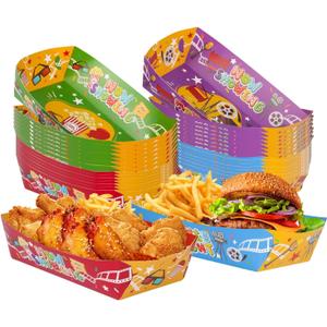 HAPYPATY Movie Night Snack Trays, 3LB Paper Food Trays, Movie Snack Trays for Movie Night Party Supplies - 48Pcs/ Pack