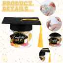 Newtay 50 Set DIY 2026 Graduation Party Favors Mason Jar Graduation Candy Gifts Jar Plastic Candy and Paper Cap for 2026 Party Decoration Kindergarten Supplies(Black)