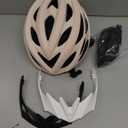 KINGBIKE Bike Helmet with USB Rechargeable Light & Replacement Pads & Visor, Cream, L(57-60CM)