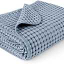 Konssy Waffle Baby Blanket - Soft & Cozy Nursery Swaddle Blanket, Lightweight Toddler Throw for Boys & Girls, Ideal for Wrapping(Blue), 1LB