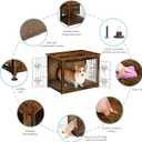 DWANTON Dog Crate Furniture with Cushion, Wooden Kennel Table with Double Doors, Indoor Dog House, Medium Size, 32.5" L, Rustic Brown