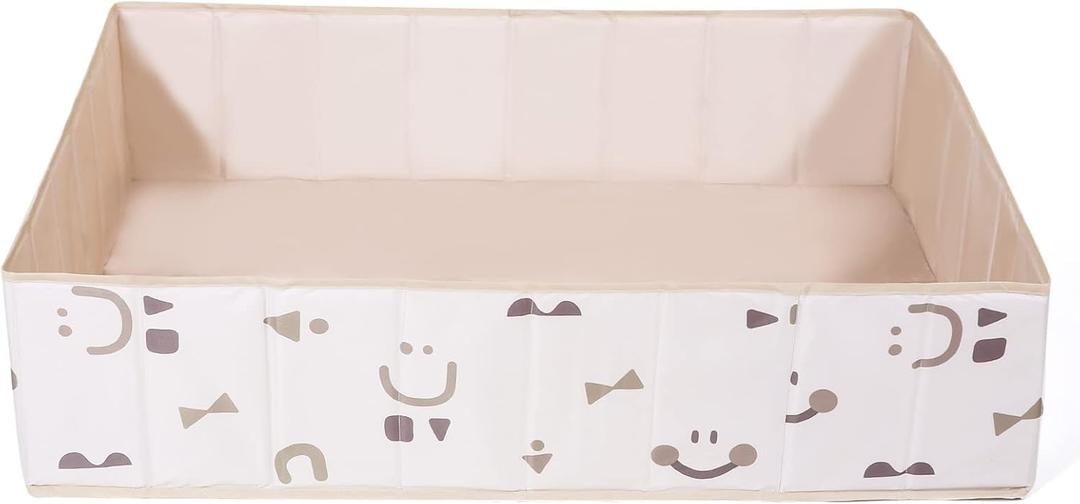 GOGOSO Baby Ball Pit for Toddlers Infant Kids Large Foldable Puppy Dogs Cats Pop Up Corner Ball-pit Big Collapsible Rectangle Soft Play Tent Indoor Outdoor (Balls no include) Beige Smile