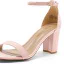 DREAM PAIRS Women's Chunk Low Heel Pump Sandals (8, Pink)