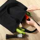 Reginary 16 Pcs Canvas Tote Bags Bulk with Outer Pocket 18 Inch Reusable Shopping Grocery Blank Tote Bag for Women Mother DIY (Black), Large