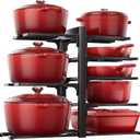 ORDORA Pots and Pans Organizer Rack for Cabinet, 15.83" Height 8-Tier Heavy Duty 120LBS Pot Pan Organizer under Cabinet Adjustable for Dutch Oven, Cast-iron Pan, Heavy Skillets Griddles, Shallow Pot