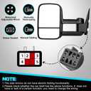 Heated Tow Mirrors Compatible with 1999-2002 Chevy Silverado & GMC Sierra 1500 2500 3500 HD, Tahoe Suburban Avalanche Yukon Denali, Folding Extended Trailer Towing Side Mirrors, Large