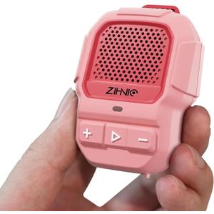 ZIHNIC Wearable Bluetooth Speaker,14H Long Playtime Wireless Speaker, Waterproof IPX7 Rating, Comfortable Speaker for Outdoor Fun (Pink)