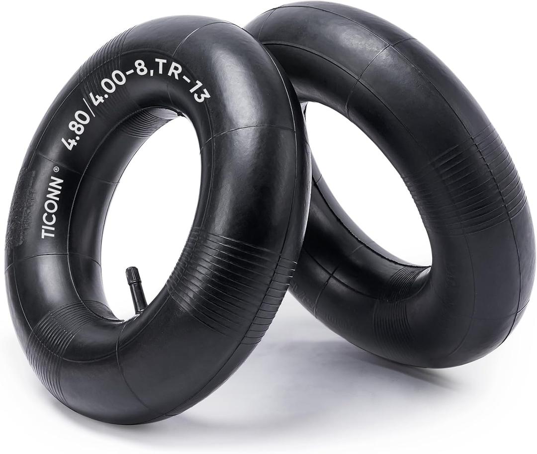 TICONN 4.80/4.00-8 Inner Tube, 2 Pack Inner Tire Tube for Wheelbarrow Tires, Replacement Tube with TR-13 Straight Valve Stem for Wheelbarrows, Mowers, Hand Trucks