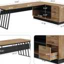 Tribesigns 71-Inch Executive Desk, L-Shaped Desk with Cabinet, Large Office Desk with Drawers and Storage Shelves, Writing Table Computer Desk for Home Office, Oak and Black