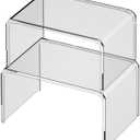 YWJLQH 2X Display Shelf Office Desk Shelf Organizer Stackable Transparent Minimalist Living Room Shelf Simple Coffee Table Stand